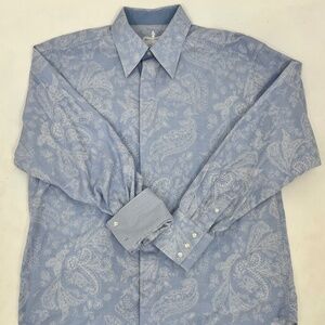 Robert Graham Men’s XL Icy Blue Paisley Shirt Long Sleeve Button Up Flip Cuff